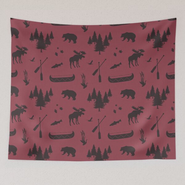Item preview, Cabincore Lakeside Icons in Brick + Brown Bear designed and sold by YesterdayColl.