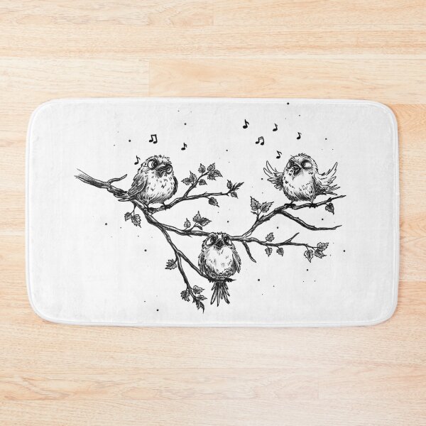 Item preview, Sketch of singing birds on a tree branch in spring, vintage black-and-white style, birds among clouds. designed and sold by ArtbySvetik.