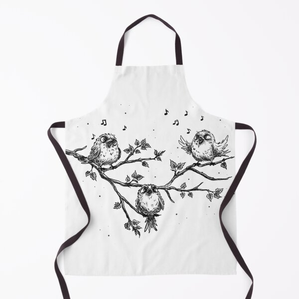 Item preview, Sketch of singing birds on a tree branch in spring, vintage black-and-white style, birds among clouds. designed and sold by ArtbySvetik.