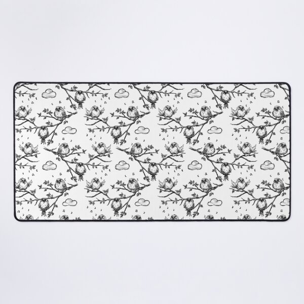 Item preview, Sketch of singing birds on a tree branch in spring, vintage black-and-white style, birds among clouds. designed and sold by ArtbySvetik.