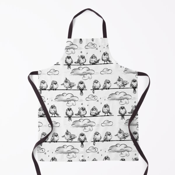 Item preview, Sketch of funny birds on a wire, vintage black-and-white style, birds in the clouds. designed and sold by ArtbySvetik.
