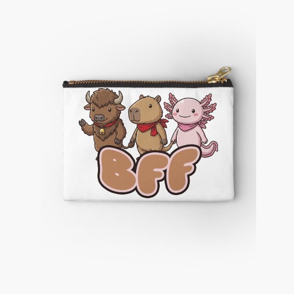 Item preview, Cute Animal BFF Trio – Buffalo, Capybara & Axolotl Best Friends designed and sold by LOVEARTDESIGN.