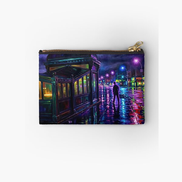 Item preview, Subway Entrance at Night - Rain-Slicked NYC Street Impressionist Painting designed and sold by CleverCulture.