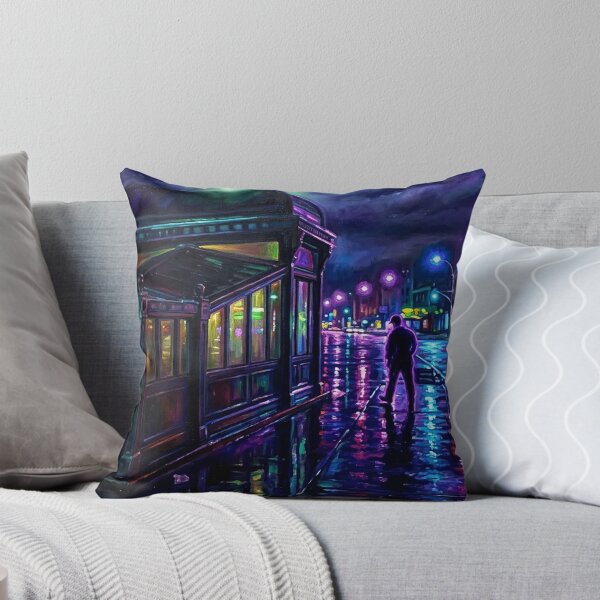 Item preview, Subway Entrance at Night - Rain-Slicked NYC Street Impressionist Painting designed and sold by CleverCulture.
