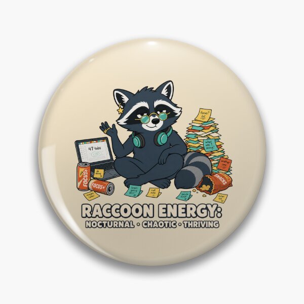 Item preview, Raccoon Energy Nocturnal Humor designed and sold by MOSIDRIP™.