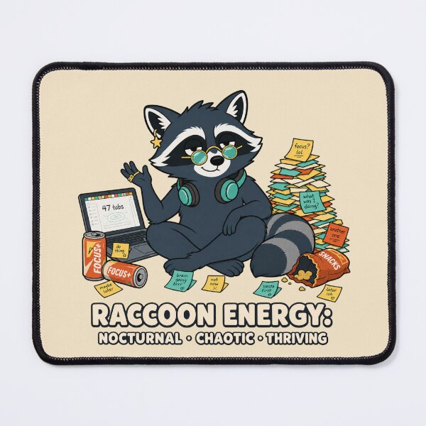 Item preview, Raccoon Energy Nocturnal Humor designed and sold by MOSIDRIP™.