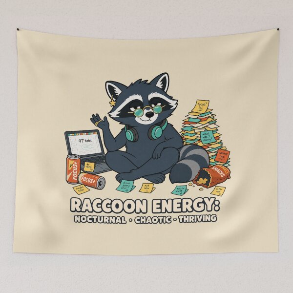 Item preview, Raccoon Energy Nocturnal Humor designed and sold by MOSIDRIP™.