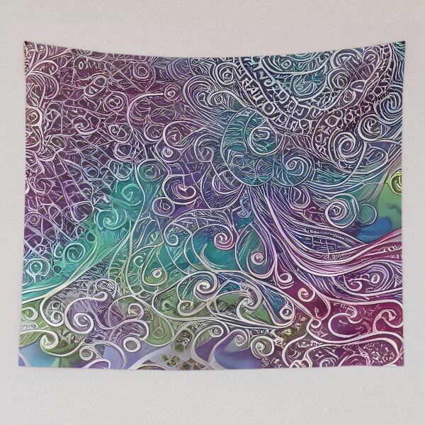 Item preview, Abstract curves and swirls in purple and blue designed and sold by artedamensagem.