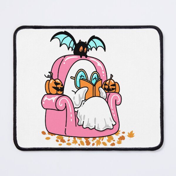 Item preview, Cozy Halloween Ghost Reading Book on Pink Couch designed and sold by Neworld24.