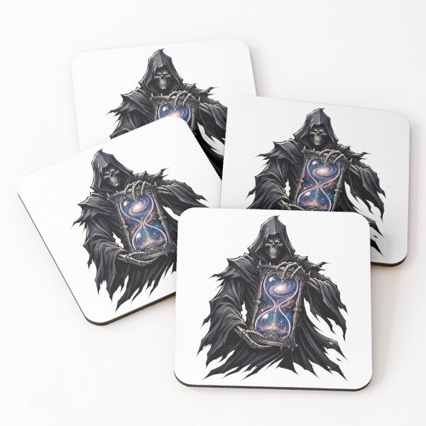 Item preview, Cosmic Grim Reaper Holding Galaxy Hourglass Illustration designed and sold by Rahat3344.