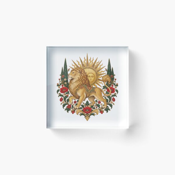 Item preview, Ornate Persian Lion and Sun Crest – Shir o Khorshid Iranian Heritage Design designed and sold by My Joyful Charm Store.