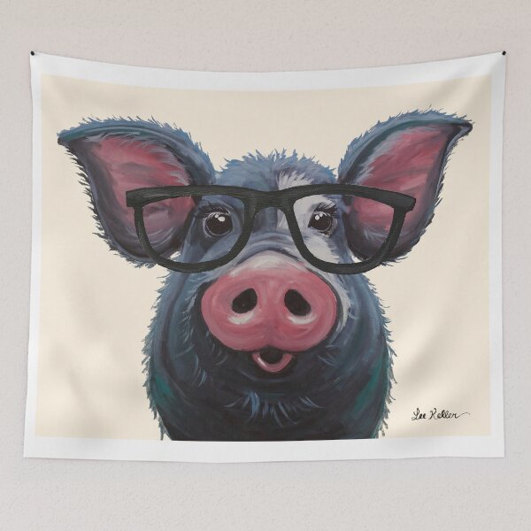 Item preview, Pig Art, Pig with Glasses art, LuLu the Pig designed and sold by leekellerart.