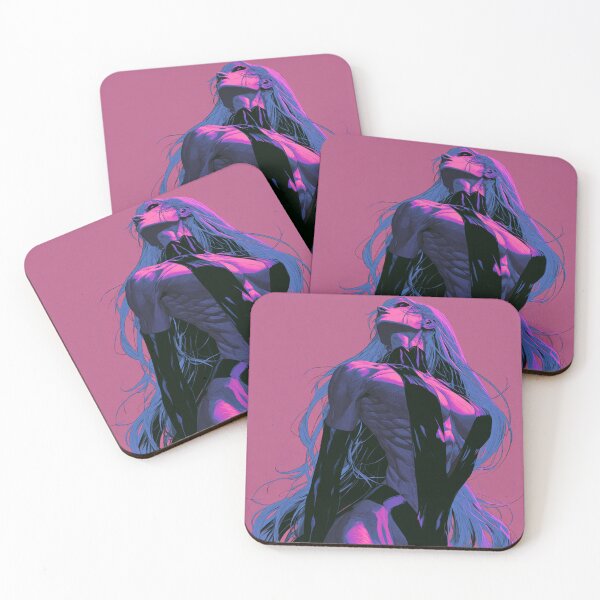 Item preview, Muscular Cyber Goth - Magenta & Blue Long Hair Portrait designed and sold by AxeWave.
