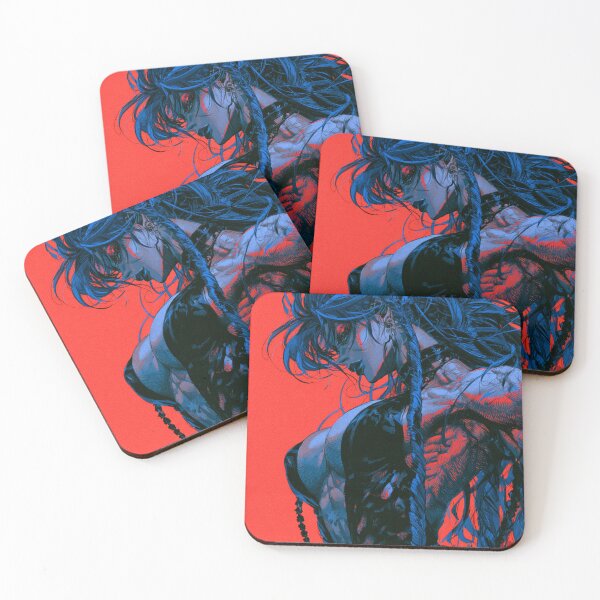 Item preview, Muscular Anime Warrior - Blue Braids & Red Backdrop Profile designed and sold by AxeWave.