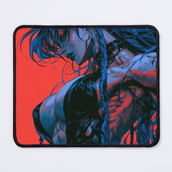 Item preview, Muscular Anime Warrior - Blue Braids & Red Backdrop Profile designed and sold by AxeWave.
