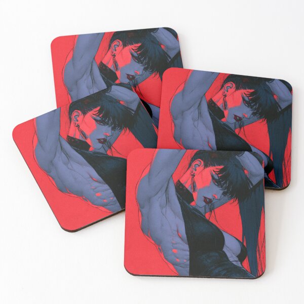 Item preview, Muscular Anime Goth - High Ponytail Red Background Art designed and sold by AxeWave.