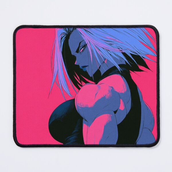 Item preview, Muscular Anime Warrior - Blue Hair & Neon Pink Backdrop Profile designed and sold by AxeWave.