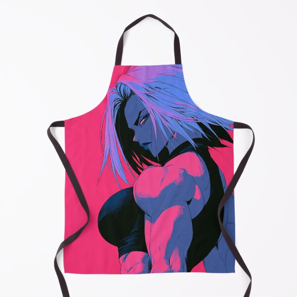 Item preview, Muscular Anime Warrior - Blue Hair & Neon Pink Backdrop Profile designed and sold by AxeWave.