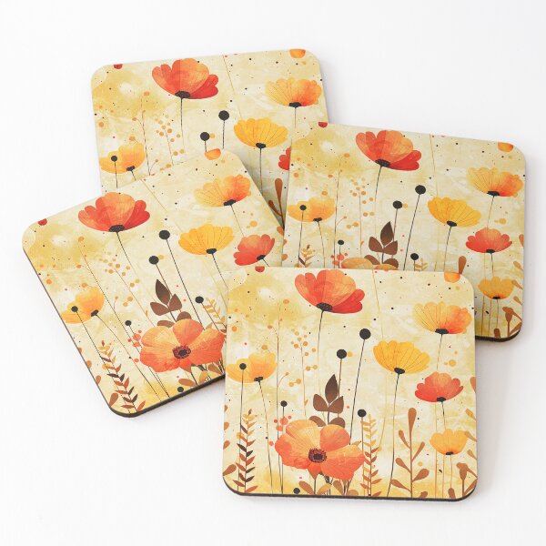 Item preview, Boho Poppy Flowers In Warm Yellow and Orange designed and sold by DEC02.