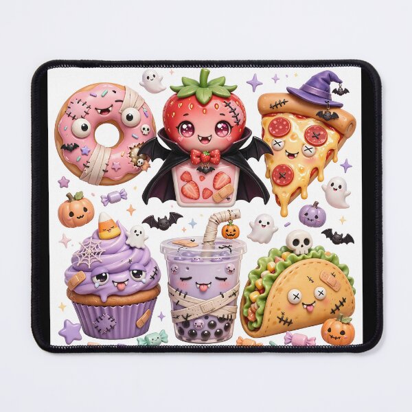 Item preview, Cute Halloween Zombie Food Squad | Kawaii Zombie Donut Pizza & Boba designed and sold by SmartyWonders.