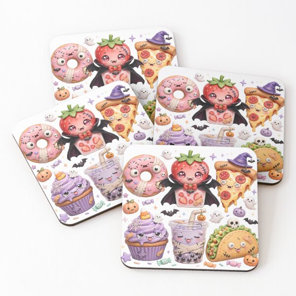 Item preview, Cute Halloween Zombie Food Squad | Kawaii Zombie Donut Pizza & Boba designed and sold by SmartyWonders.