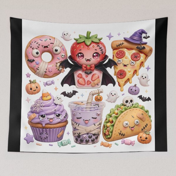 Item preview, Cute Halloween Zombie Food Squad | Kawaii Zombie Donut Pizza & Boba designed and sold by SmartyWonders.