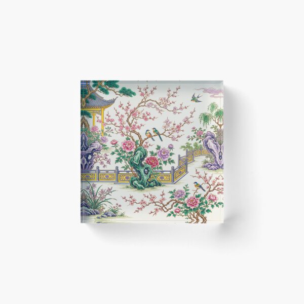 Item preview, Chinoiserie Garden with Pagoda and Peonies designed and sold by Fani*.