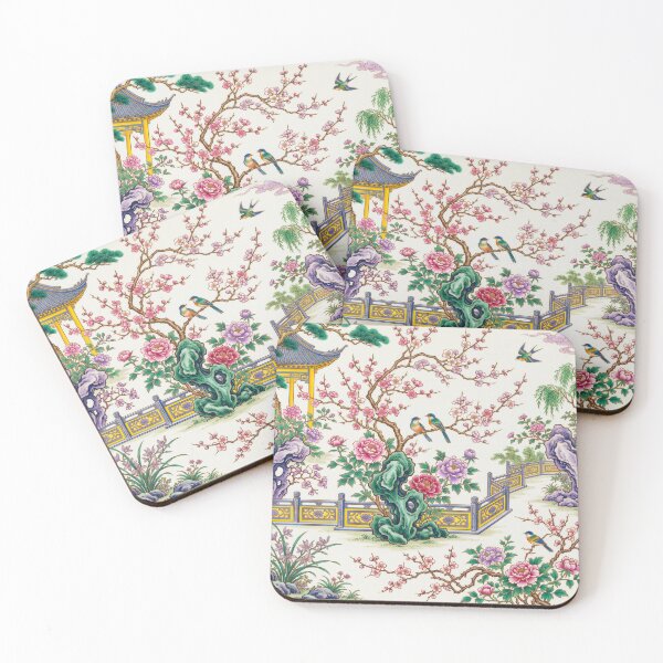 Item preview, Chinoiserie Garden with Pagoda and Peonies designed and sold by Fani*.