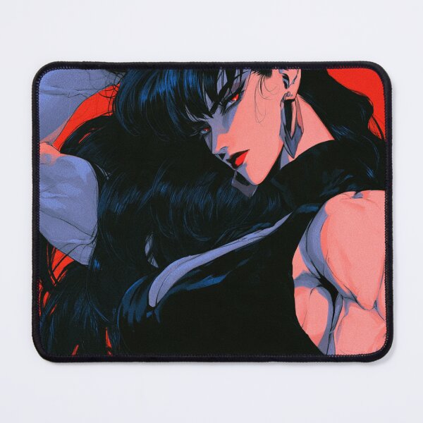 Item preview, Muscular Anime Goth - Crimson Eyes & Voluminous Hair Portrait designed and sold by AxeWave.