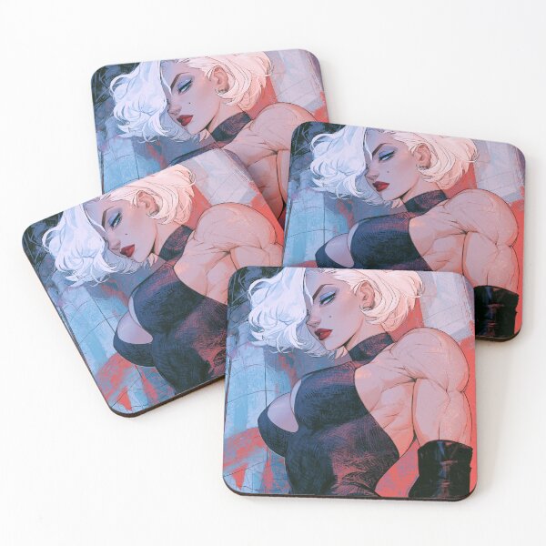 Item preview, Muscular Anime Warrior - White Hair Wavy Bob Cyberpunk Art designed and sold by AxeWave.