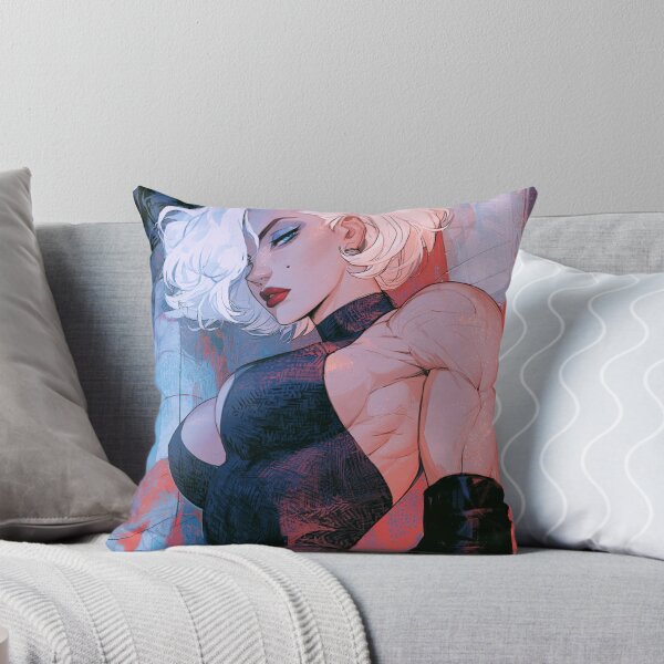 Item preview, Muscular Anime Warrior - White Hair Wavy Bob Cyberpunk Art designed and sold by AxeWave.