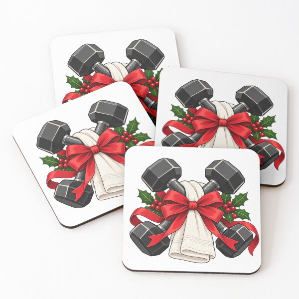Item preview, Christmas Dumbbells with Red Bow and Gym Towel designed and sold by skyartdesign.