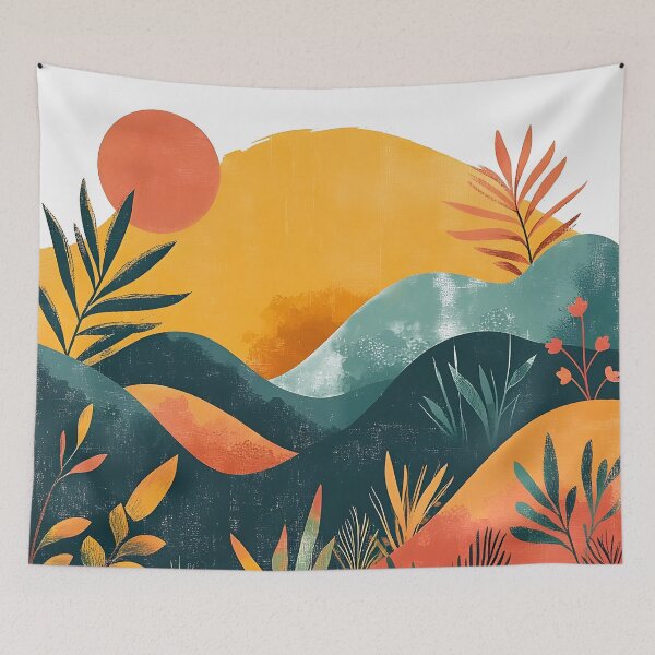 Item preview, Boho Abstract Landscape: Mountain Sunrise Modern Contemporary Art designed and sold by DEC02.