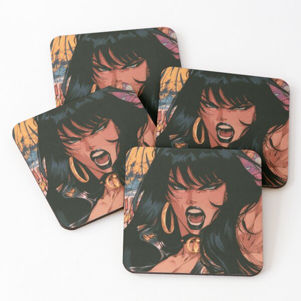 Item preview, Fierce Muscular Anime Goth - Gold Hoop Earrings Comic Art designed and sold by AxeWave.