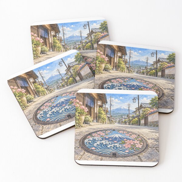 Item preview, Japanese Design Manhole Cover Mount Fuji & Sakura - Street Art Pictogram designed and sold by japan-picto.