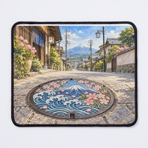 Item preview, Japanese Design Manhole Cover Mount Fuji & Sakura - Street Art Pictogram designed and sold by japan-picto.