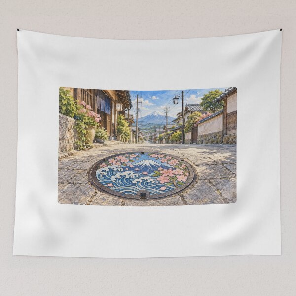 Item preview, Japanese Design Manhole Cover Mount Fuji & Sakura - Street Art Pictogram designed and sold by japan-picto.