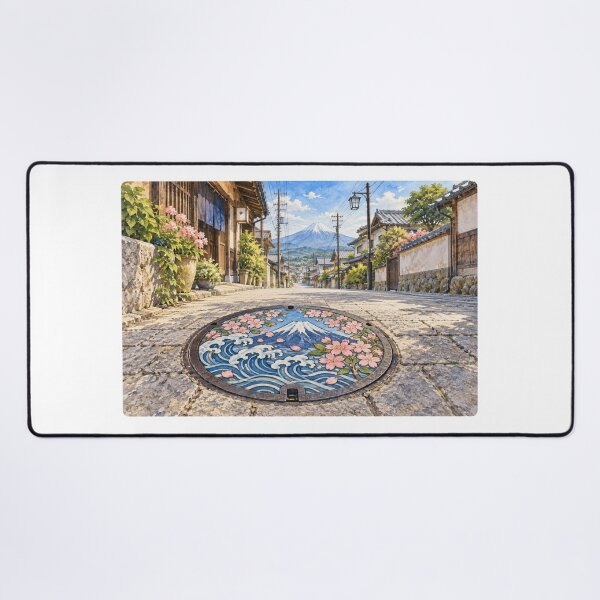 Item preview, Japanese Design Manhole Cover Mount Fuji & Sakura - Street Art Pictogram designed and sold by japan-picto.