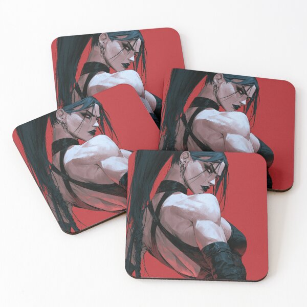 Item preview, Muscular Anime Goth - High Ponytail Over the Shoulder Red Art designed and sold by AxeWave.