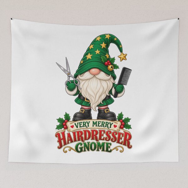 Item preview, Very Merry Hairdresser Gnome with Scissors and Comb designed and sold by skyartdesign.