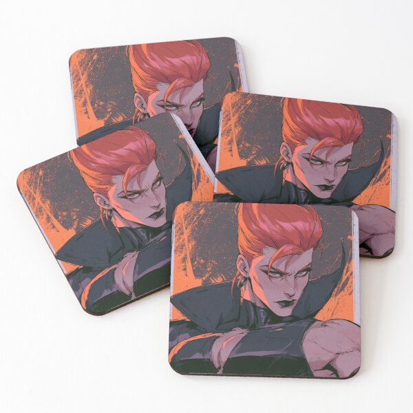 Item preview, Muscular Anime Warrior - Red Updo Hair & High Collar Comic Art designed and sold by AxeWave.