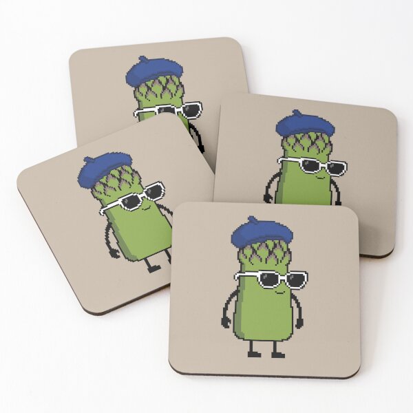 Item preview, Asparagus green Pixel with a Beret (BL) designed and sold by White Rim Mates.