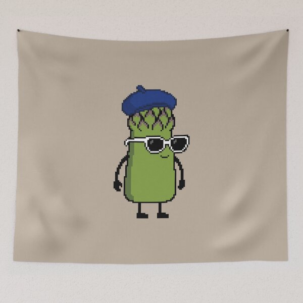 Item preview, Asparagus green Pixel with a Beret (BL) designed and sold by White Rim Mates.