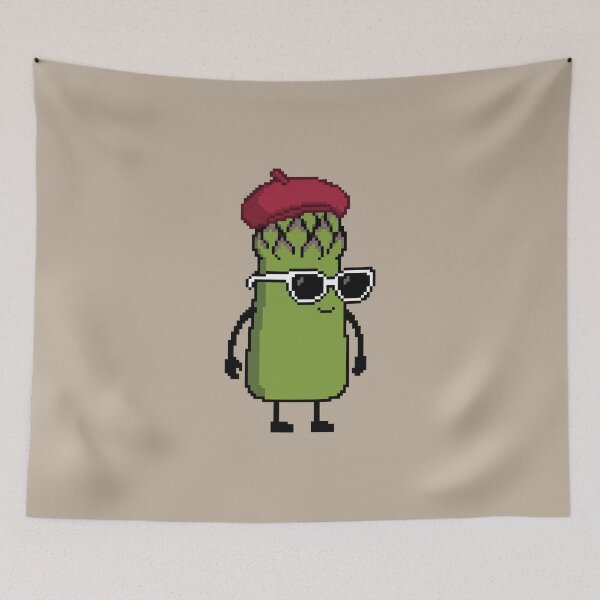 Item preview, Asparagus green Pixel with a Beret (RD) designed and sold by White Rim Mates.