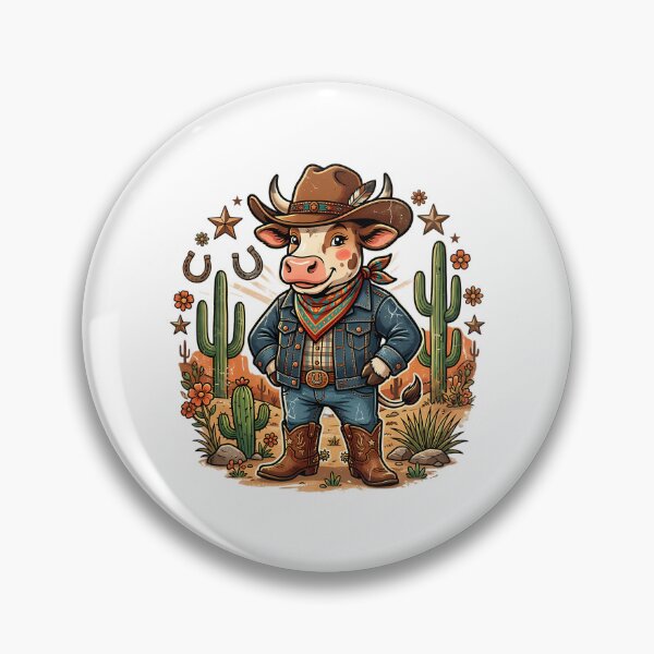 Item preview, Lindo diseño retro de granja campestre con cactus y vaca vaquera de dibujos animados del oeste designed and sold by StudioGamingFin.