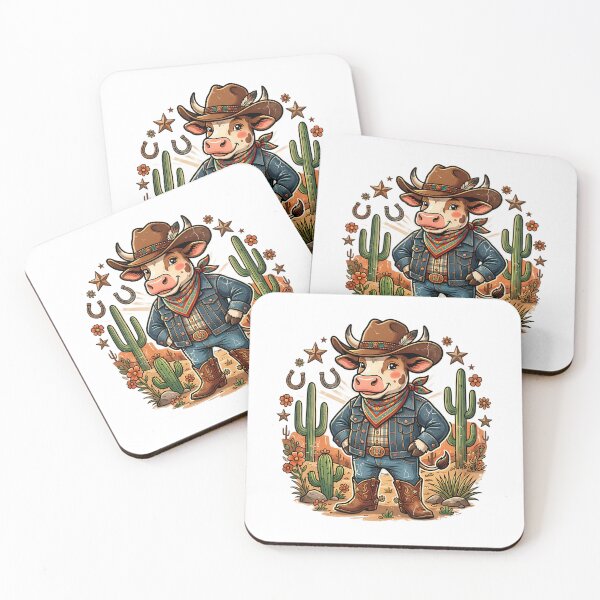 Item preview, Cute Cowboy Cow Western Cartoon Cactus Floral Retro Country Farm Design designed and sold by StudioGamingFin.