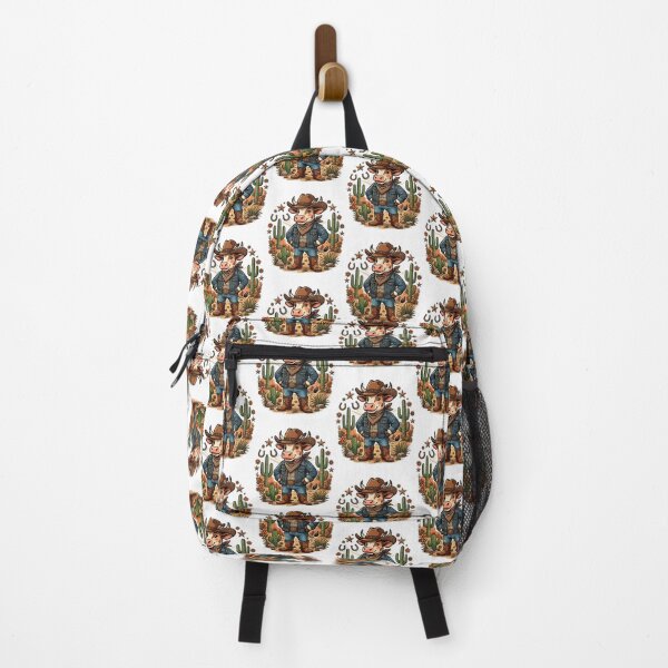 Item preview, Cute Cowboy Cow Western Cartoon Cactus Floral Retro Country Farm Design designed and sold by StudioGamingFin.