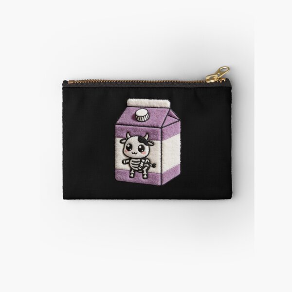 Item preview, Spooky Kawaii Milk Carton - Pastel Goth Faux Embroidery Skeleton Cow designed and sold by thelexiverse.