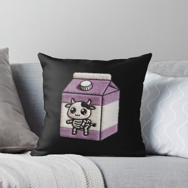 Item preview, Spooky Kawaii Milk Carton - Pastel Goth Faux Embroidery Skeleton Cow designed and sold by thelexiverse.