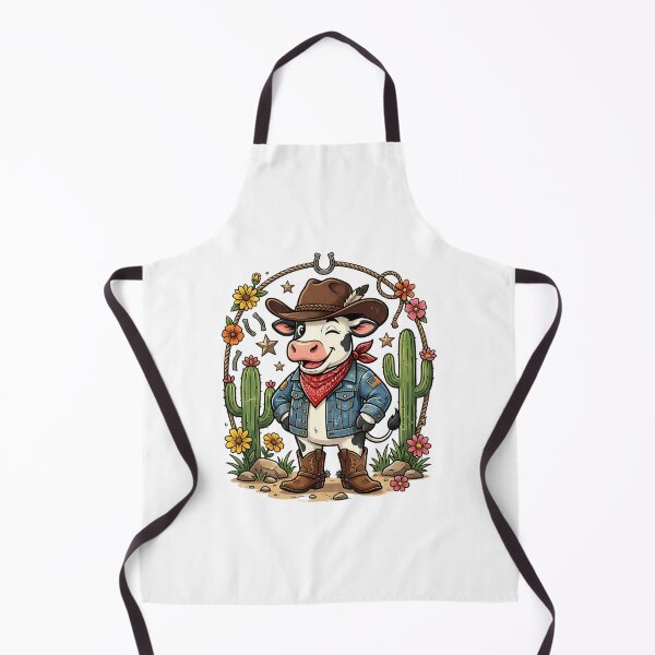 Item preview, Cute Cowboy Cow Western Cartoon Cactus Floral Retro Country Farm T-Shirt Design designed and sold by StudioGamingFin.